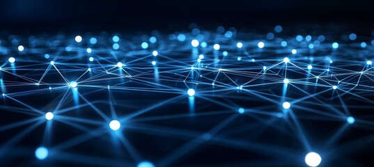 Abstract Network Connection Illustration with Futuristic Glowing Dots and Digital Data Flow Design