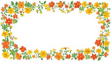 Obraz premium Brightly colored floral border design frames a central white space suitable for text or image placement