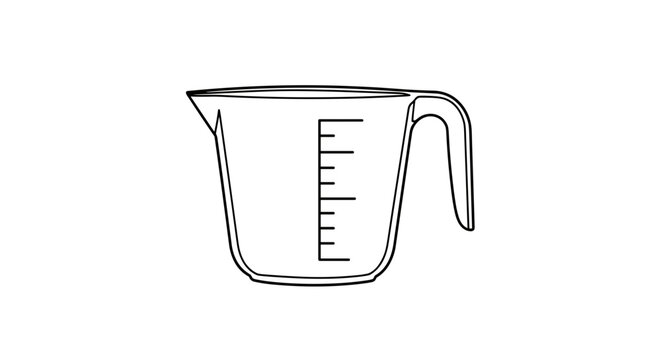 Measuring cup illustration with measurement markings on white background