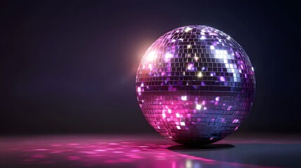 Obraz premium Vibrant Disco Ball Reflecting Dazzling Lights on a Dark Background.