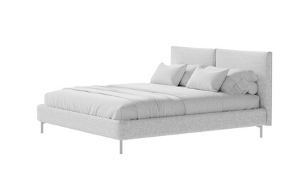 White bed with a white white sheets. Furniture for colleges, marketing, and presentations.