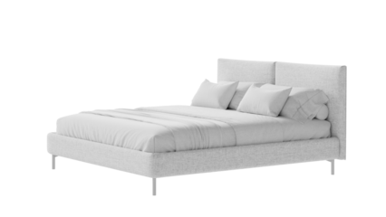 White bed with a white white sheets. Furniture for colleges, marketing, and presentations.
