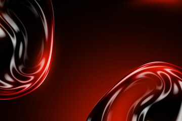 Abstract dark red background with glowing fluid swirls Futuristic digital art liquid circular shape Modern vibrant glossy texture design Dynamic viscous flowing surface illustration