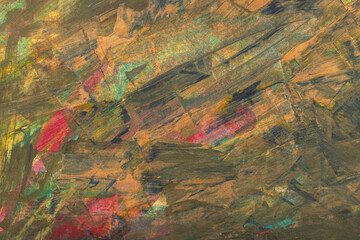 Naklejka premium Vibrant artistic brush stroke textures blending into a dynamic grunge abstract colorful background