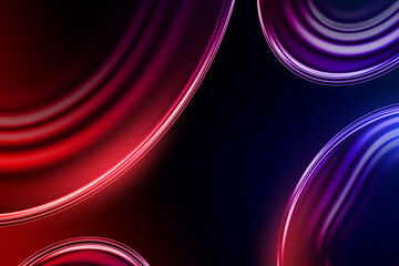 Abstract vibrant neon circles red and blue glowing geometric background futuristic digital liquid wave pattern design template illustration
