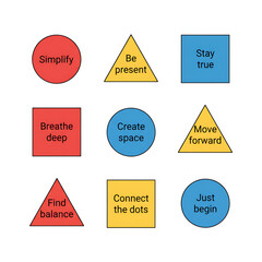 Motivational Quotes and Positive Affirmations in Geometric Shapes for Personal Growth and Well-being