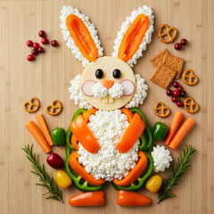 Osterhase aus oranger Paprika und Blumenkohl