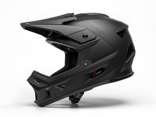 Fototapeta premium Black Full-Face Motorcycle Helmet on white background