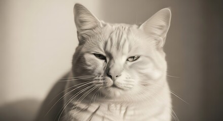 "Adorable domestic cat in warm natural lighting, sharp detail, expressive eyes, soft fur texture, cozy indoor atmosphere, professional pet photography, high-resolution portrait