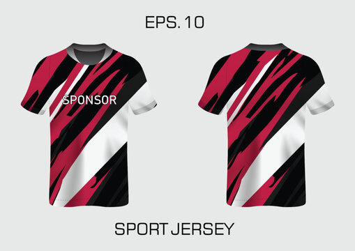 Vibrant Sport Jersey Design with Bold Stripes and Sponsor Print for Athletic Wear