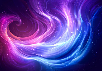 Abstract glowing nebula with purple and blue swirls and stars