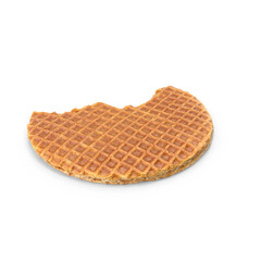 round bitten stroopwafel isolated on a transparent background, PNG