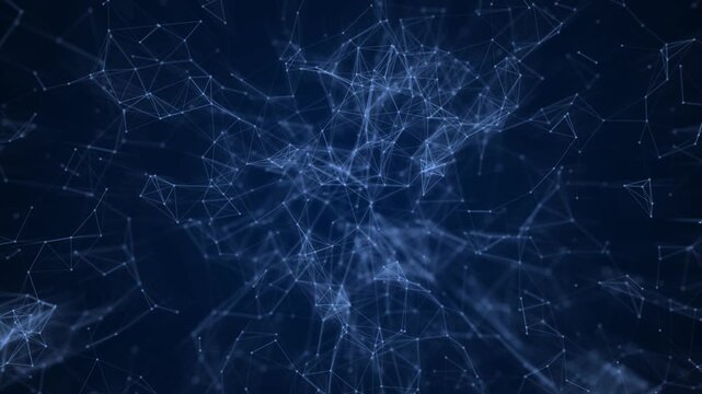 futuristic blue abstract fractal plexus pattern background, technology network connection motion concept.