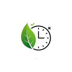 Leaf and clock representing time-based eco habits.
