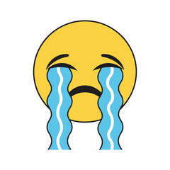 Crying yellow emoji graphic with streaming tears, symbolizing deep sadness in digital expression