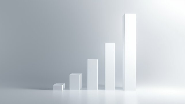 Abstract 3D bar chart composition with gentle lighting on soft white background, minimalist business concept for analytics and financial growth visuals - Powered by Adobe