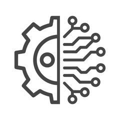 Digital transformation concept combining gear and circuit board