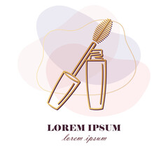 Elegant Mascara Illustration Beauty Makeup Line Art Vector Design