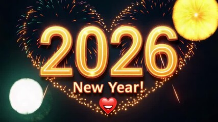 happy new year text gramed by sparkling fireworks