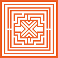 Abstract Geometric Maze and Labyrinth Square Frame Vector Illustration