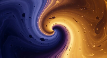 Abstract Swirl of Gold and Blue, Fluid Dynamics