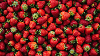 Overhead View of Fresh Ripe Strawberries &ndash; Abundant Summer Fruit Close-Up