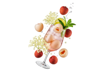 Elegant Champagne Glass with Fresh Fruit Garnish.