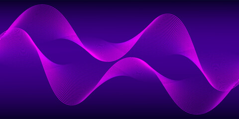 Wave sound line, abstract lines background, graphic thin curves design element, elegant tech flow backdrop