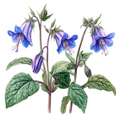 watercolor vector of Borage Flower, isolated on a white background.