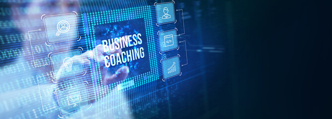 Business, Technology, Internet and network concept. Coaching mentoring education business training development E-learning concept.