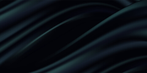 Black deep dark blue green petrol grey background. Silk satin fabric. Luxury elegant beauty premium rich. Shiny glitter shimmer silky. Drapery fold crease. Christmas birthday festive.