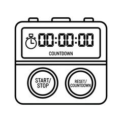 Black and white line icon of a satellite orbiting earth isolated on