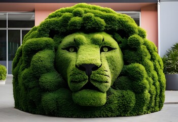 A view of a Bush in the shape of a Lion