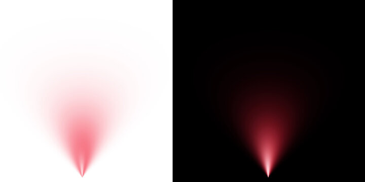 Soft Red Spotlight Beam, Glowing Pink Ray Cone Overlay, Vertical Light Projection on Transparent Background