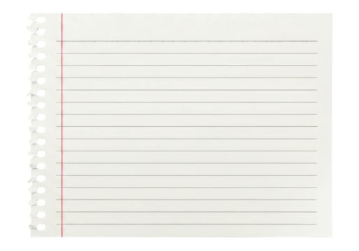 Blank Lined Paper Page for School And Office Use, Cut Out, Clipping Path, Isolated on a Transparent PNG Background. - Powered by Adobe