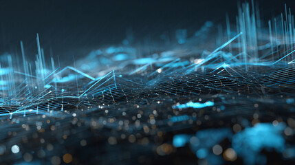 data-driven technology visualization with futuristic blue tones
