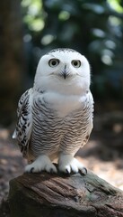 Majestic Snowy Owl Perched in Arctic Landscape, Close-Up of Natural Eye and Feather Detail