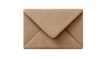 Closed brown envelope isolated on transparent background, symbol of email and message