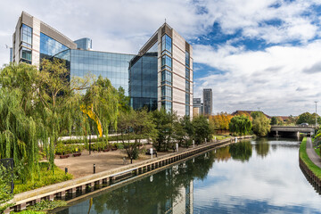Fototapeta premium Boston Manor Park, a public park in the London Borough of Hounslow. It consist of woodland and open space, with part of the Grand Union Canal. Shot 30 September 2025.