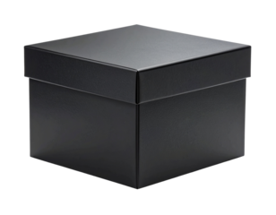 Minimalist Black Matte Rectangular Box Isolated on Transparent Background