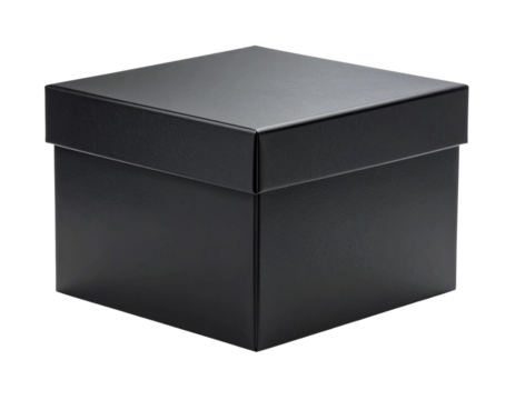 Minimalist Black Matte Rectangular Box Isolated on Transparent Background