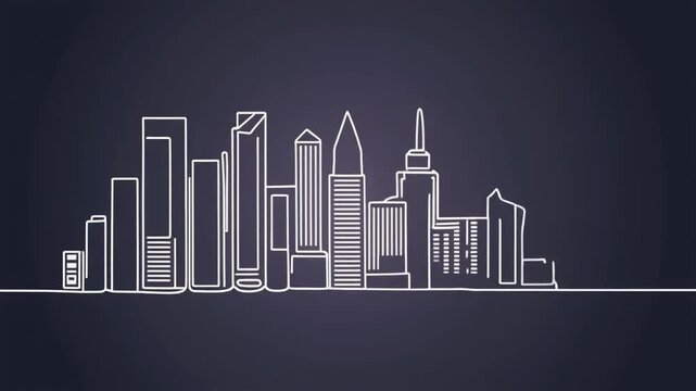 Abstract vector illustration of a city skyline silhouette at night depicting urban business success, financial growth, and future architecture design