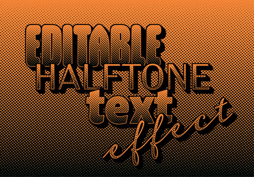 Editable Halftone Text Effect with Outlines and Long Shadow