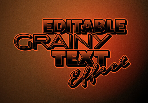 Grainy Text Effect Template with Outlines and Long Shadow