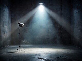 Spotlight illuminates dark empty room