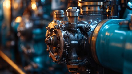 Fototapeta premium A closeup showcases a diesel engine running smoothly. The intricate machinery, composed of metallic parts, demonstrates mechanical engineering in motion. Perfect for industrial and