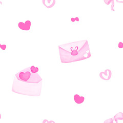 Pink Letter with Heart Seamless Pattern, Background