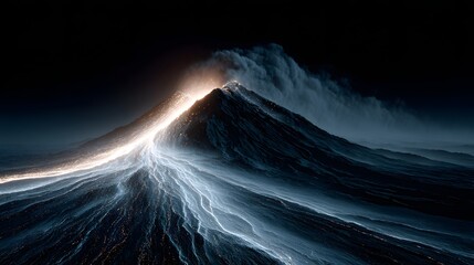 Fototapeta premium Majestic Eruption of Volcanic Mountain Under Night Sky