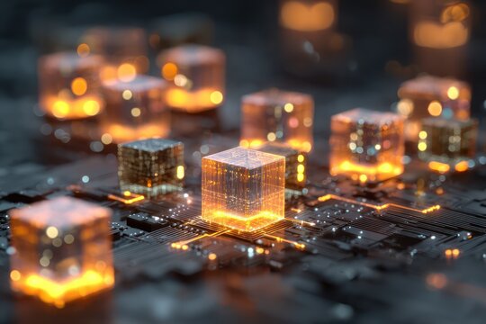 Glowing Network Cubes for Data Processing Concept