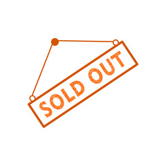 Sold out stamp icon. Hanging plate of a sold out template sticker